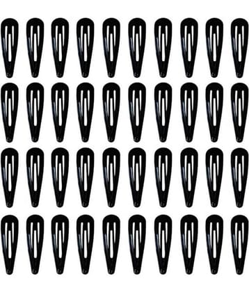 40 pcs Black Barrettes Small Snap Clip Size 30 mm(Small) Women Metal Hair Clips
