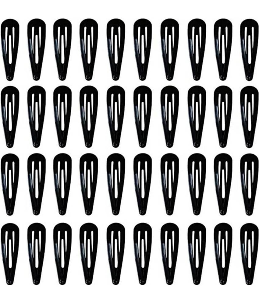 40 pcs Black Barrettes Small Snap Clip Size 30 mm(Small) Women Metal Hair Clips