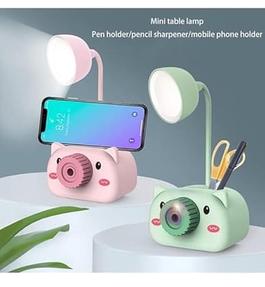 Little Station 4 in1 Table lamp with Pencil Cutting lamp led Light and Pen Barrel with USB Charging Cable in Study lamp(Pack of 1)