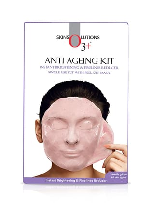O3+ Anti Ageing Single Dose Facial Kit for Instant Brightening with Peel off Mask 45gm | Reduces Dark Spots, Fine Lines, and Wrinkles - Ideal for All Skin Types O3+ Anti Ageing Single Dose Facial Kit for Instant Brightening with Peel off Mask 45gm | Redu