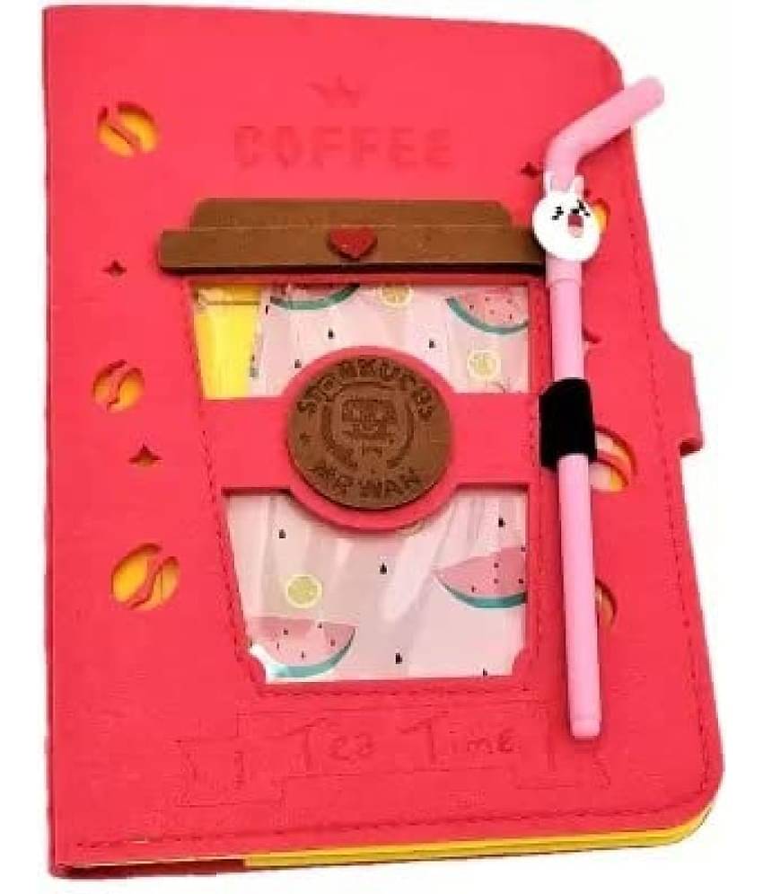 JELLIFY Orange Coffee A5 Diary With Pen Designer 150 Pages Notebook Journal for Kids Girls Boys Writing Drawing (Random Designs) Best Gifts