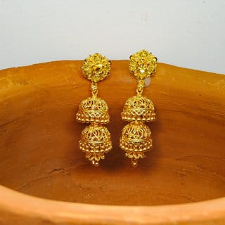 Traditional 1gm gold and micron plated  jhumkis