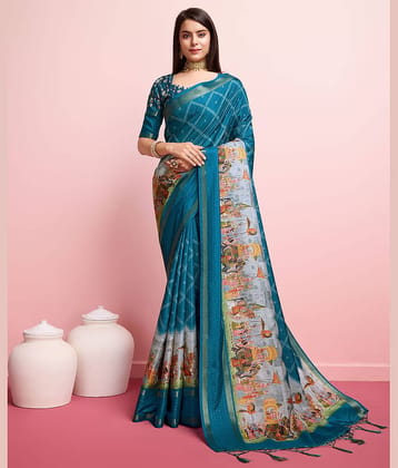Rekha Maniyar Silk Printed Saree With Unstitched Blouse Piece ( Purple )