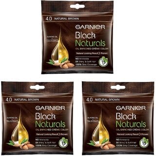 Garnier Black Naturals Cream Natural Brown 4.0 Hair Color - 20ml+20g (Pack Of 3)
