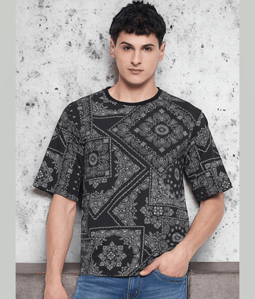 AUSTIZ Pack of 1 Cotton Blend Regular Fit Men's T-Shirt ( Black )