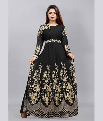 JULEE - Wine Flared Net Women's Semi Stitched Ethnic Gown ( Pack of 1 )
