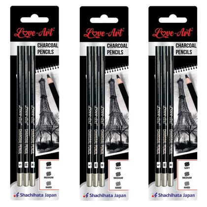 Artline Charcoal Pencils Pack of 3 in Quantity of 3 Packs | In Three Grades Hard, Medium and Soft | Crisp and Sharp Line Drawing and Sketching Artline Charcoal Pencils Pack of 3 in Quantity of 3 Packs | In Three Grades Hard, Medium and Soft | Crisp and Sharp Line Drawing and Sketching
