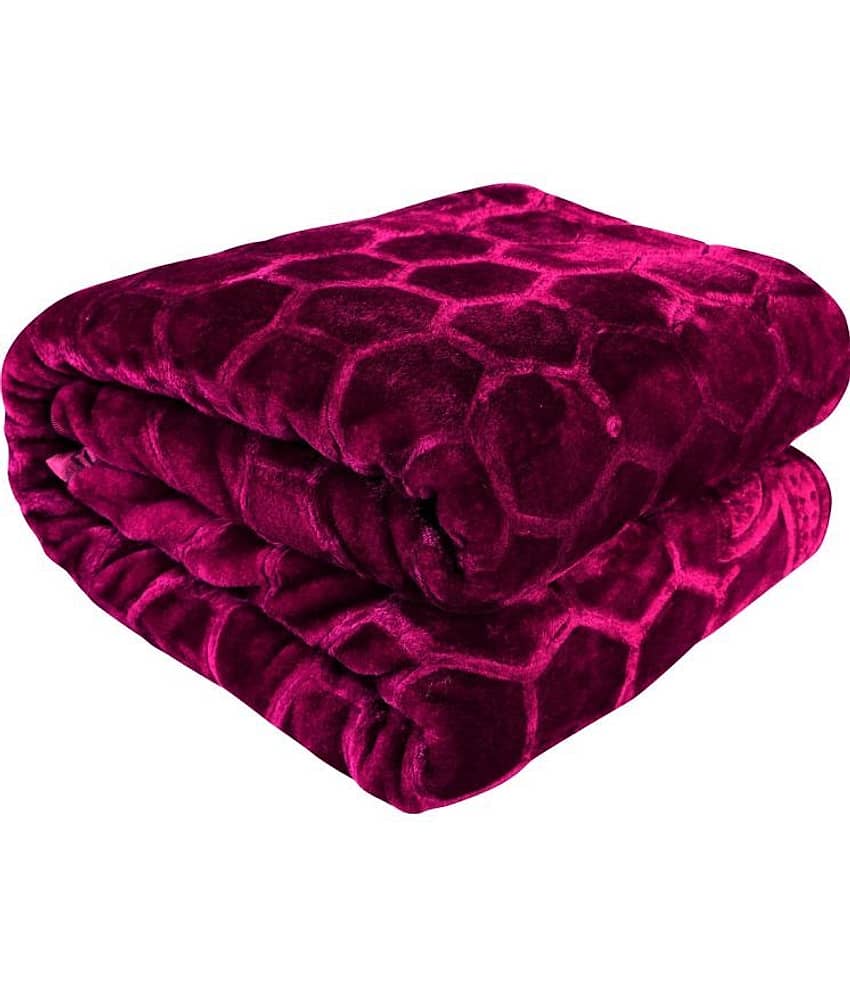 Kunal Prints Mink Solid Single Bed Blanket ( 215 cm x 150 cm ) - Wine ( Pack of 1 )