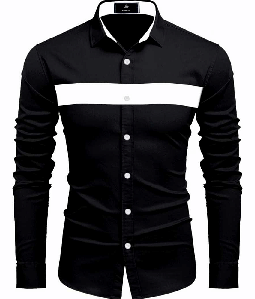 VERTUSY - Cotton Blend Regular Fit Black Men's Casual Shirt ( Pack of 1 )