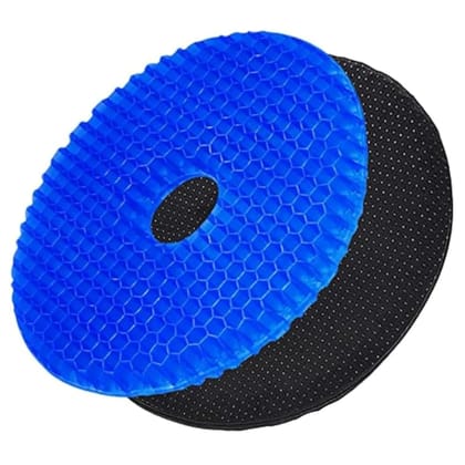 EZYFIT Medical-Grade Gel Seat Cushion in Round Shape, Breathable Honeycomb Gel, Non-Slip Cover, Double-Sided Comfort for Chair, Car & Office � Relieves Back, Spine & Hip Pain, Portable & Durable