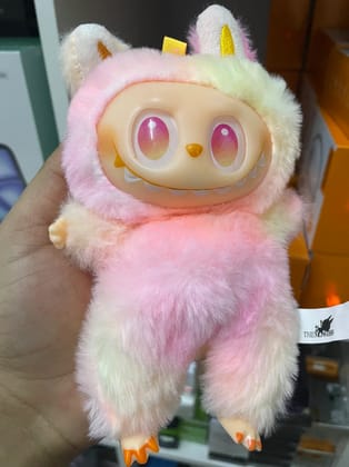 Labubu Plush Character Doll, Collectible Action Figure, Rainbow Eyes Design