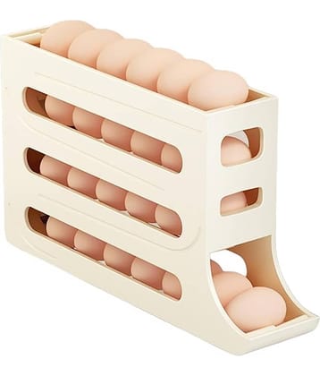 Analog Kitchenware Rolling 4 Layer Egg Plastic White Egg Container ( Set of 1 )