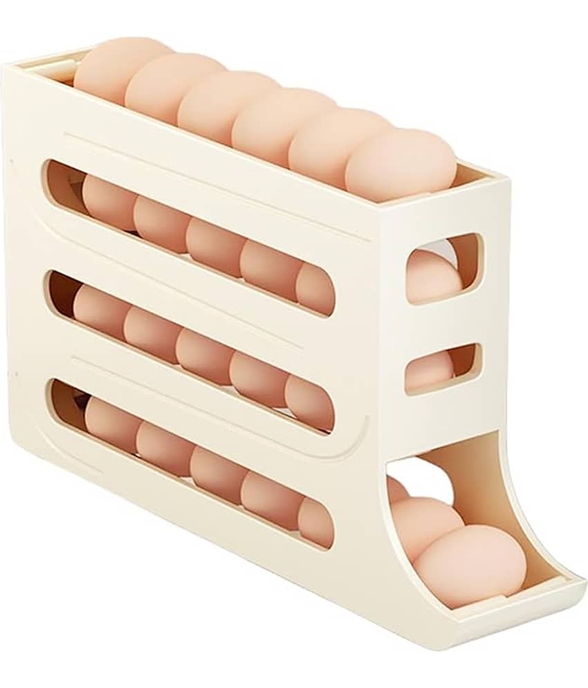 Analog Kitchenware Rolling 4 Layer Egg Plastic White Egg Container ( Set of 1 )