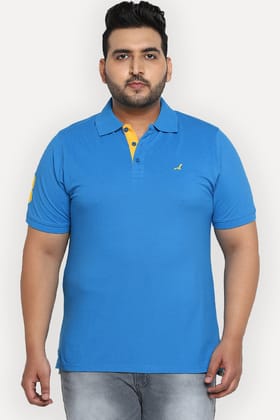 Polo Half Sleeves T-Shirt For Plus Size Men - Dresden Blue-5XL / Dresden Blue