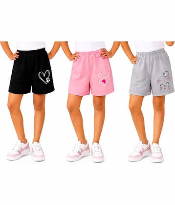 CRAZYON Pack of 3 Girls Cotton Shorts ( Multicolor )