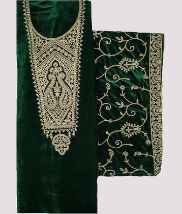 Soul Essence Unstitched Velvet Embroidered Dress Material - Green ( Pack of 1 )