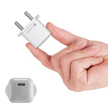 Portronics Adapto 20 Lite Smallest 20W GaN Wall Charger with Type C PD Fast Charging Output Port (White)