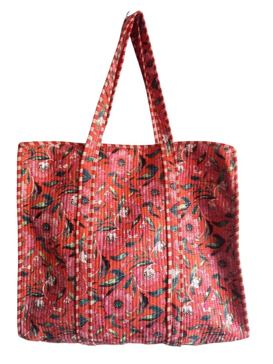 Vibrant Floral Cotton Tote Bag - Eco-Friendly & Customizable