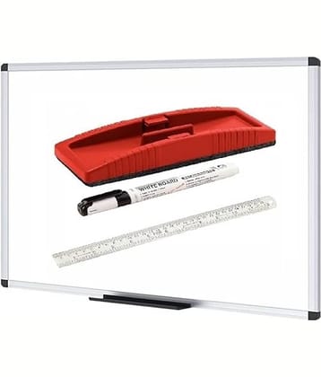 Eclet 1.5x2 Feet Non-Magnetic Double-Sided White Board and Chalkboard Combo with 1 Marker and 1 Duster | Ideal Use for Home, Office, with Sliding Hanging Clips, Robust Aluminum Frame