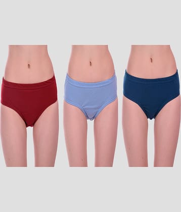 Elina Pack of 3 Cotton Solid Women's Briefs ( Maroon )