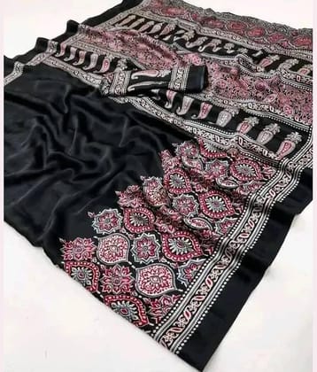 JIHANA FAB Georgette Printed Banarasi saree With Unstitched Blouse Piece ( Multicolor )