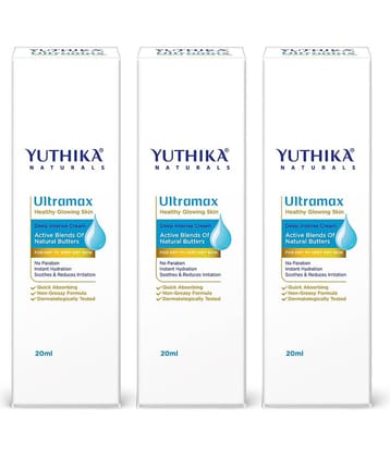 Yuthika Ultramax Deep Intense Moisturizing Cream for Dry to Very Dry Skin 20ml Pack of 3, Dermatologically Tested