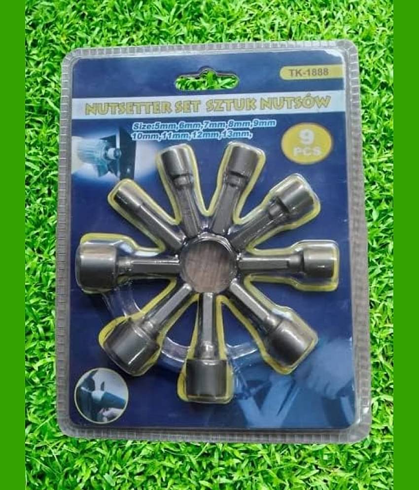 9pcs 1/4"" Hex Shank Power Nut Driver Drill Bit Socket Wrench Screw 5-13mm Magnetic Nut Driver Set