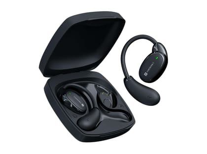 Portronics Harmonics Twins 31 Over Ear OWS Smart Wireless Earbuds with HD Mic, Secure & Flexible Ear hook, Touch Control, 24 Hrs Playtime, Music, Gaming Mode, BT 5.4V, Light Weight - Black