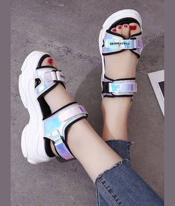 Shoetopia Silver Floater Sandals
