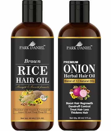 Park Daniel Onion Hair Oil & Brown Rice Hair Oil For Growth 120 mL Pack of 2