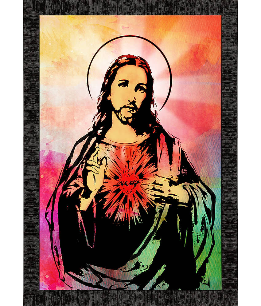 eCraftIndia Multicoloured Jesus Christ Satin Matte Texture UV Wall Painting