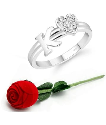 Valentine Initial  K  Letter with heart ring alphabet for women and Girls - None