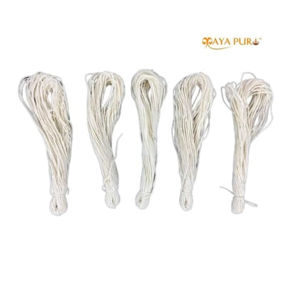 MAYAPURI Poite/Poita, (White) Janeu, Janivaara, Yajnopavita, Yonya, Brahmin Thread for Puja & Wear (Pack of 5)