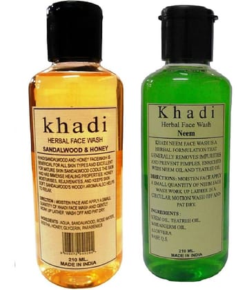 khadi herbal combo-Sandalwood & neem face wash 210ml