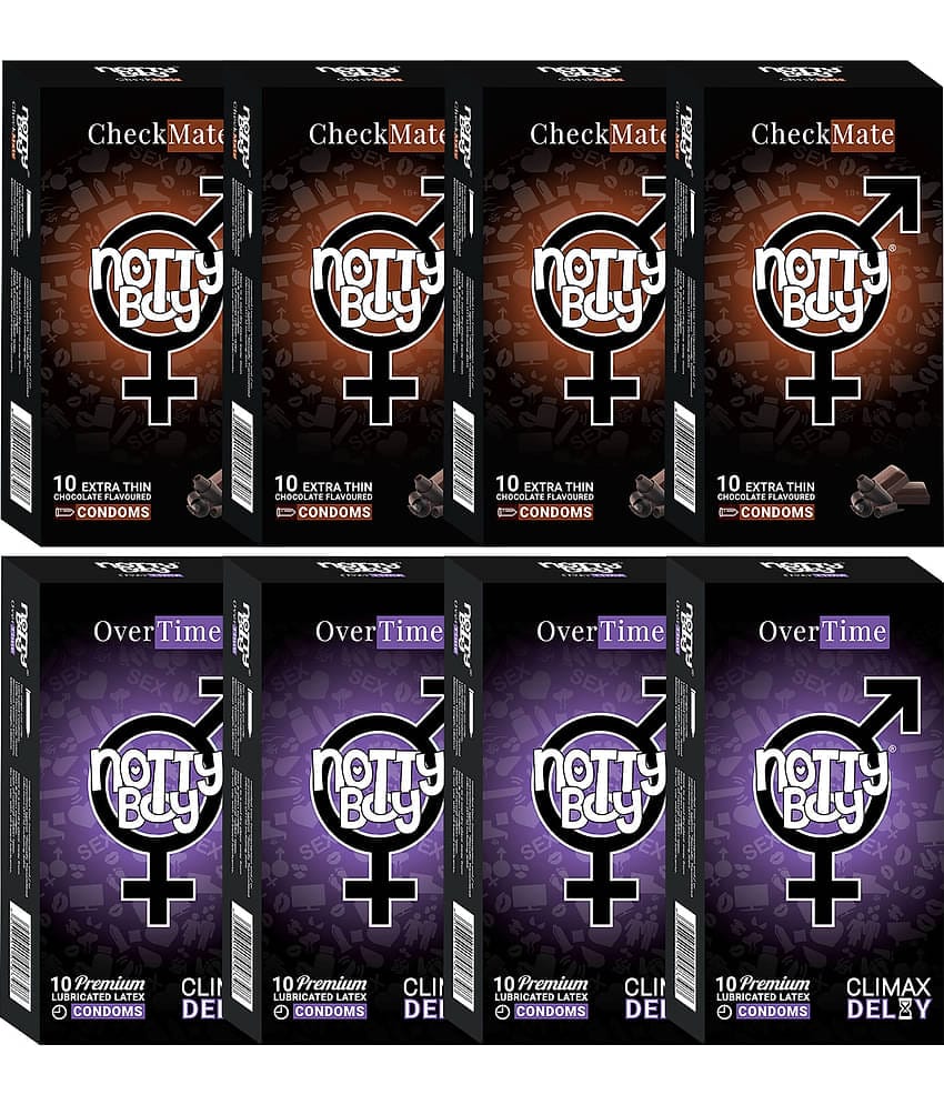 NottyBoy Chocolate Flavoured and Extra Delay Extra Time Condoms - 80 Units