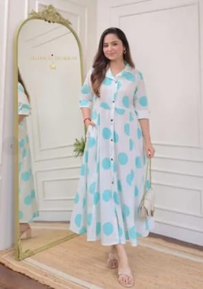 Womens Cotton Floral Printed 3/4 quarter sleeve A-Line printed kurti