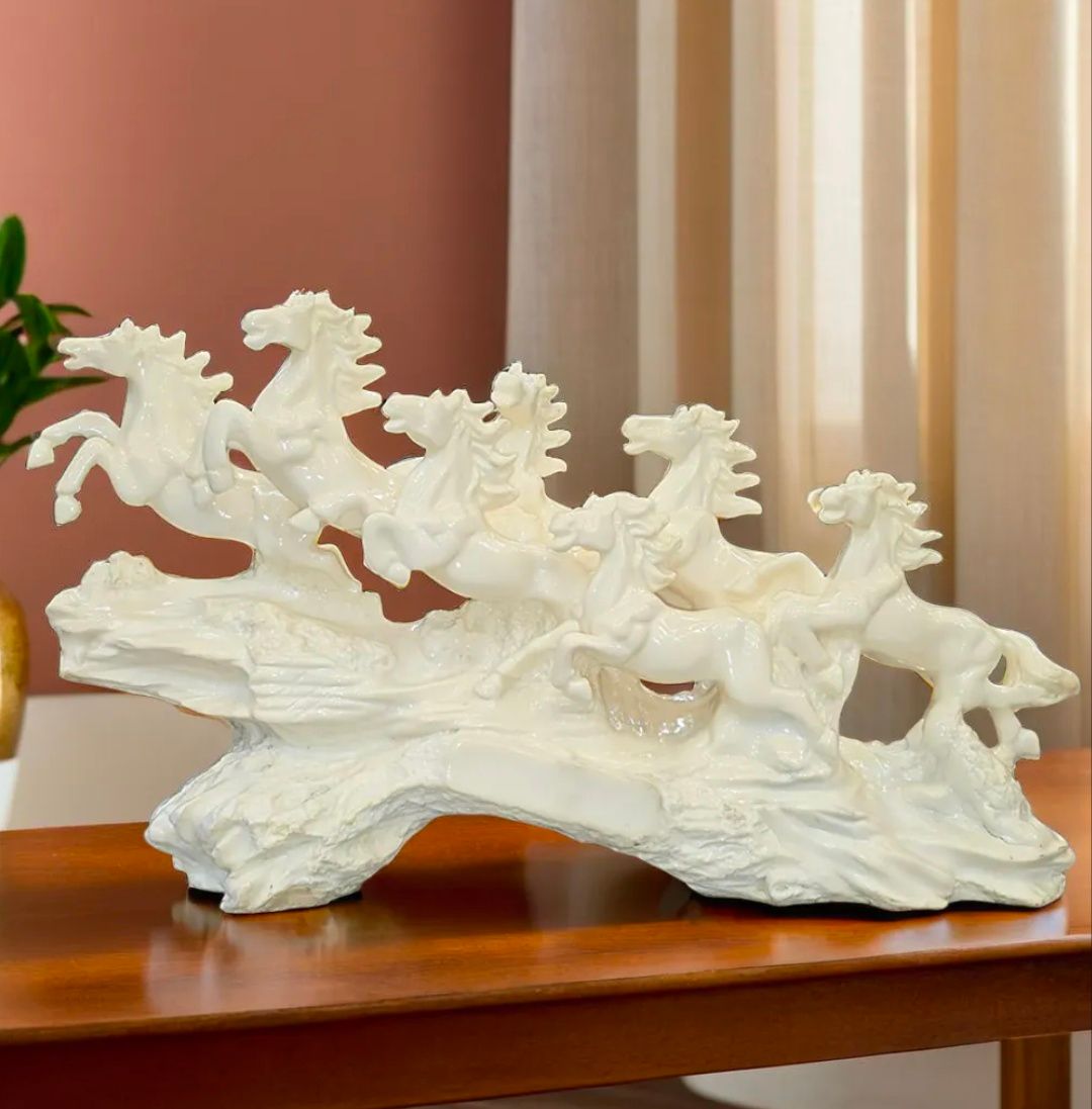 7 Pure White Running Horse