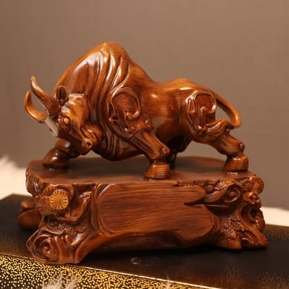 Bold Bull Decor Statement Piece-Wooden Colour