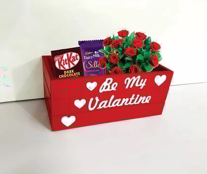 Rave Creations Valentine Day Decorative Gifting Rectangular Empty Basket Gifts Hamper Basket Serving wine,chocolate and other goodies Basket for Valentines And Special occassions White & Red