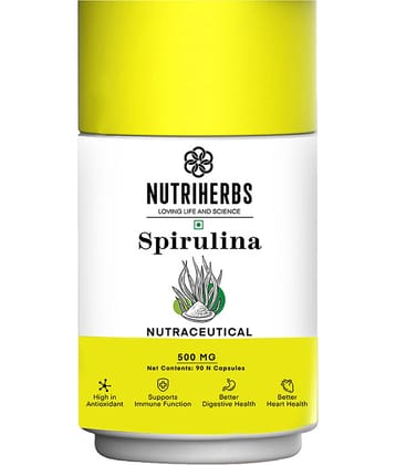Nutriherbs Nutrition Food Spirulina  500 mg - 90 Capsule| Supports Gut Health and Immune System | For Immunity and strength