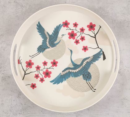 India Circus Aerial Moments Round Large Bamboo Tray