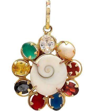 shree shyam gems and jewellery Synthetic Navratna Gomti Chakra Pendant/Locket For Men And Women