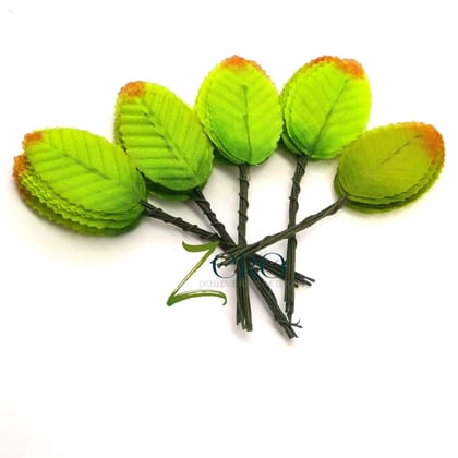 Bunch of 10 Pcs Hand Made Fabric Leaves - Light Blue Color