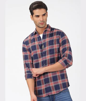 HARDSODA Polyester Regular Fit Checks Full Sleeves Mens Casual Shirt - Navy Blue ( Pack of 1 ) - None