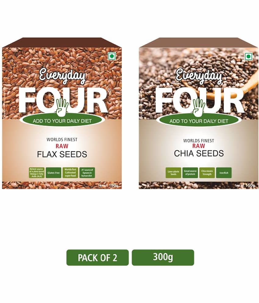 Everyday Four Raw Flax (Alsi) 150g + Raw Chia Seeds 150g | Combo Pack |
