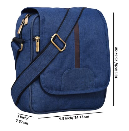 Blue Stylish Linen Textured Cross Body Sling Bag For Men SL06