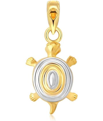 Vighnaharta Praying Turtle Gold and Rhodium Plated Pendant For Men