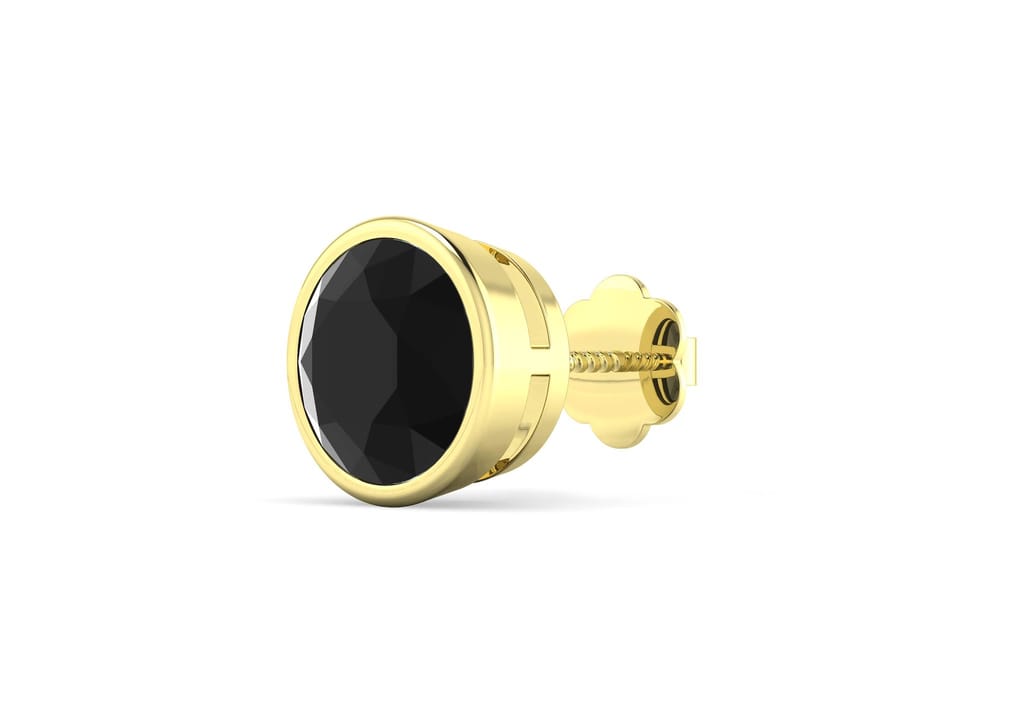 Black Brilliant Bezel Men's Ear Stud (1 Pc Only)