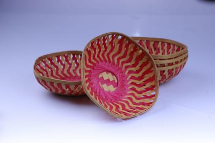 Bamboo Haxagon Basket - 4 Inches