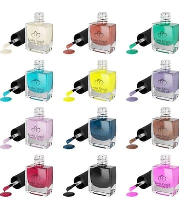 Looks United - Multi Glossy Nail Polish ( Pack of 12 )